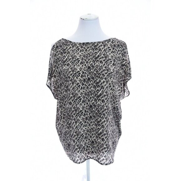 Joie 100% Silk Tribal Aztec Feather Print Cold Shoulder Top Blouse Sz S Womens - Picture 5 of 8